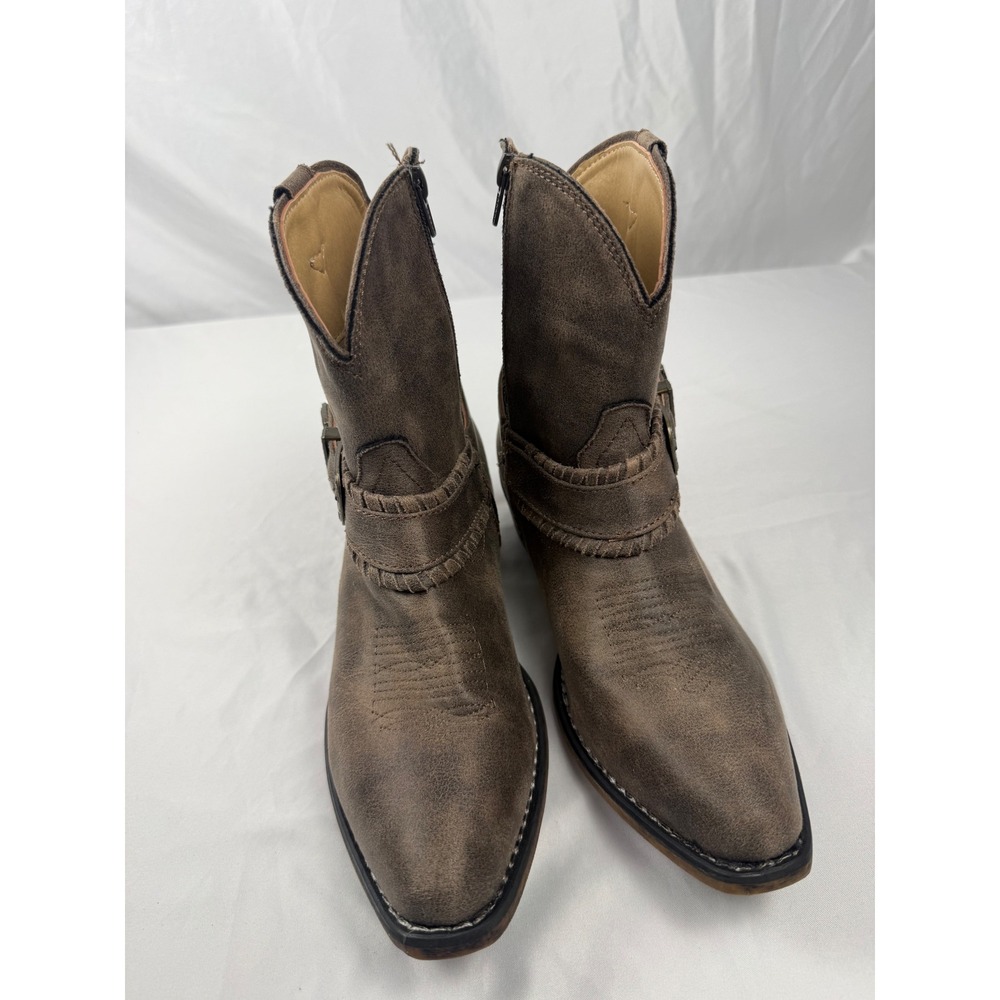 Roper Women's 8.5 Brown Western Cowboy Boots Buckle Harness Side Zip - Picture 3 of 7